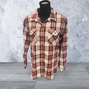 Sanctuary Plaid Flannel Button Down Shirt. NWT